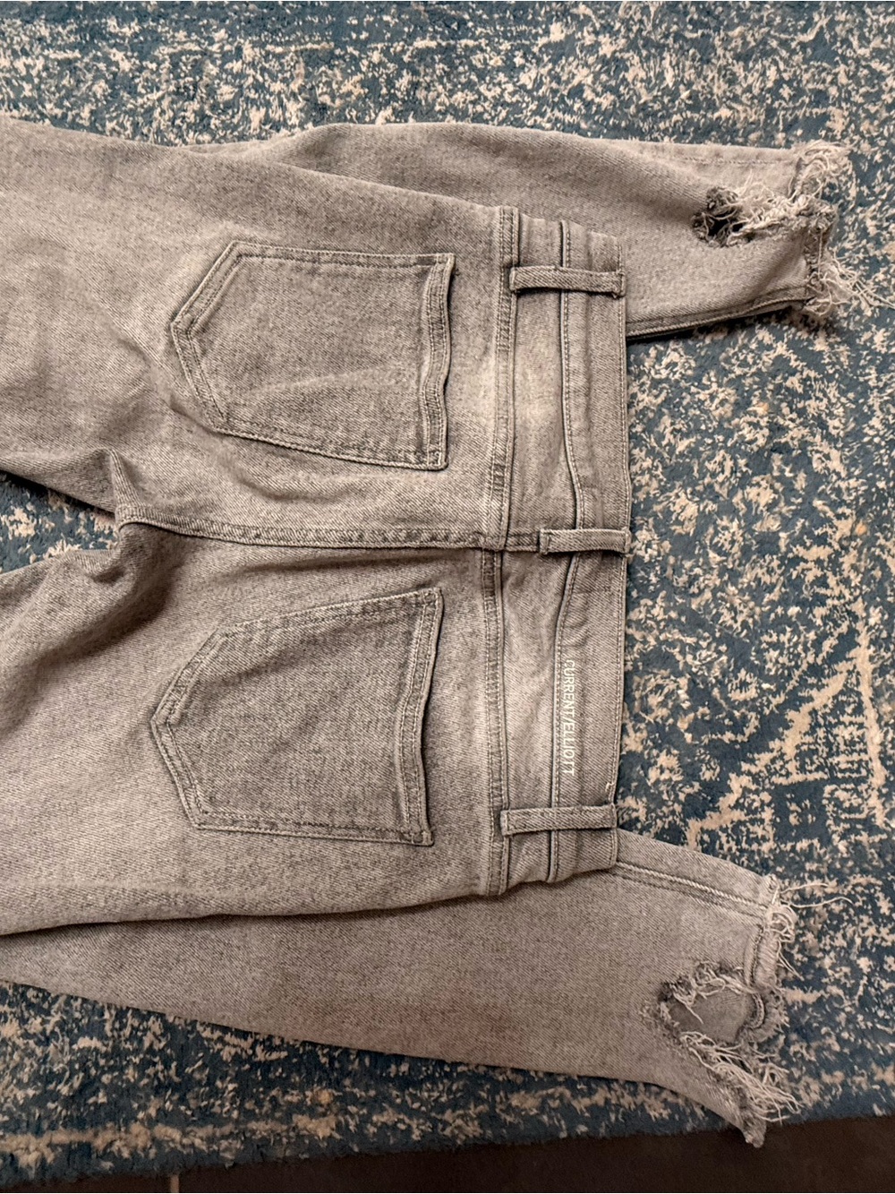 Current Elliott Gray Distressed High-Rise Jeans